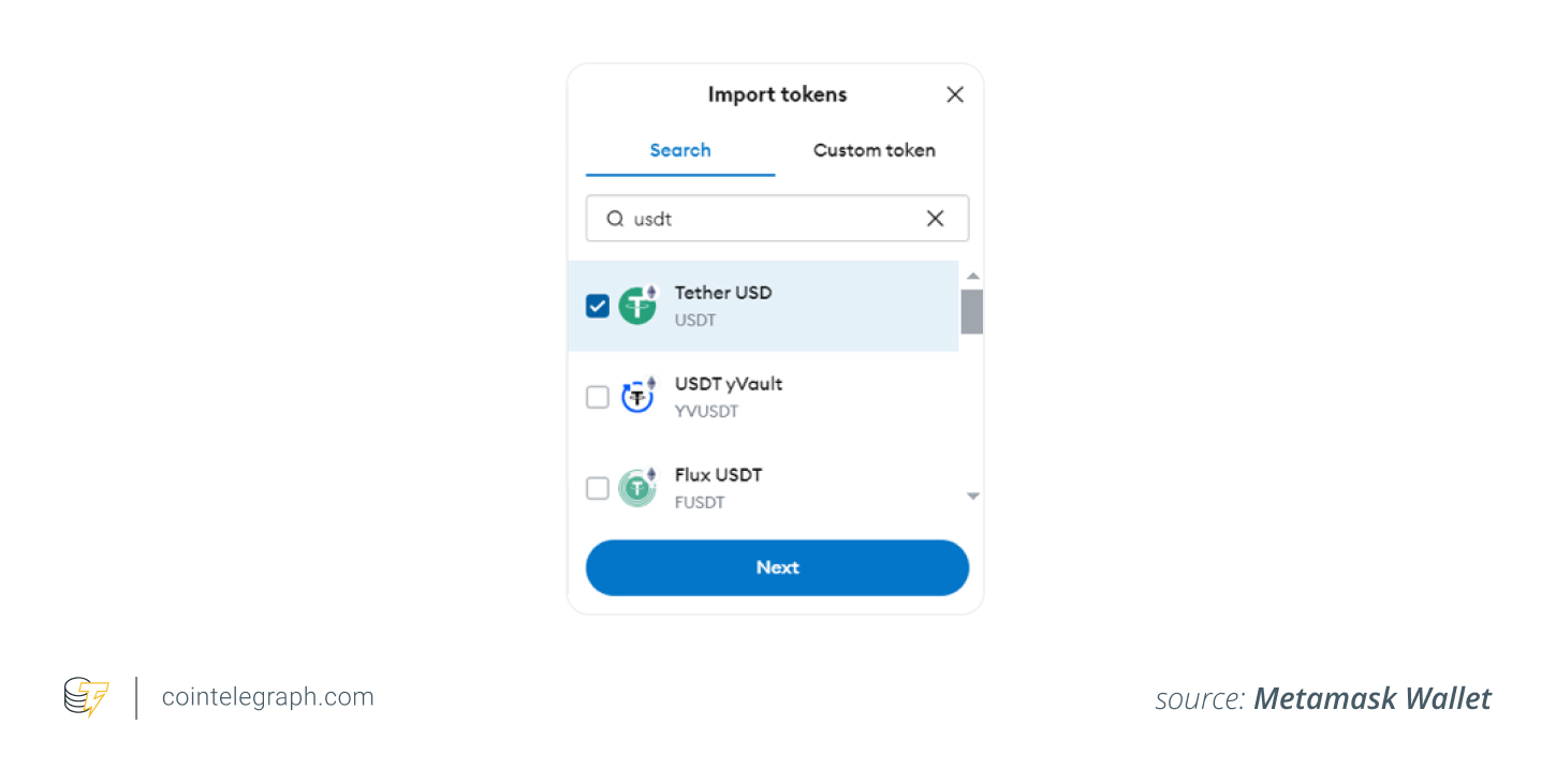 将 USDT 添加到 Metamask 钱包